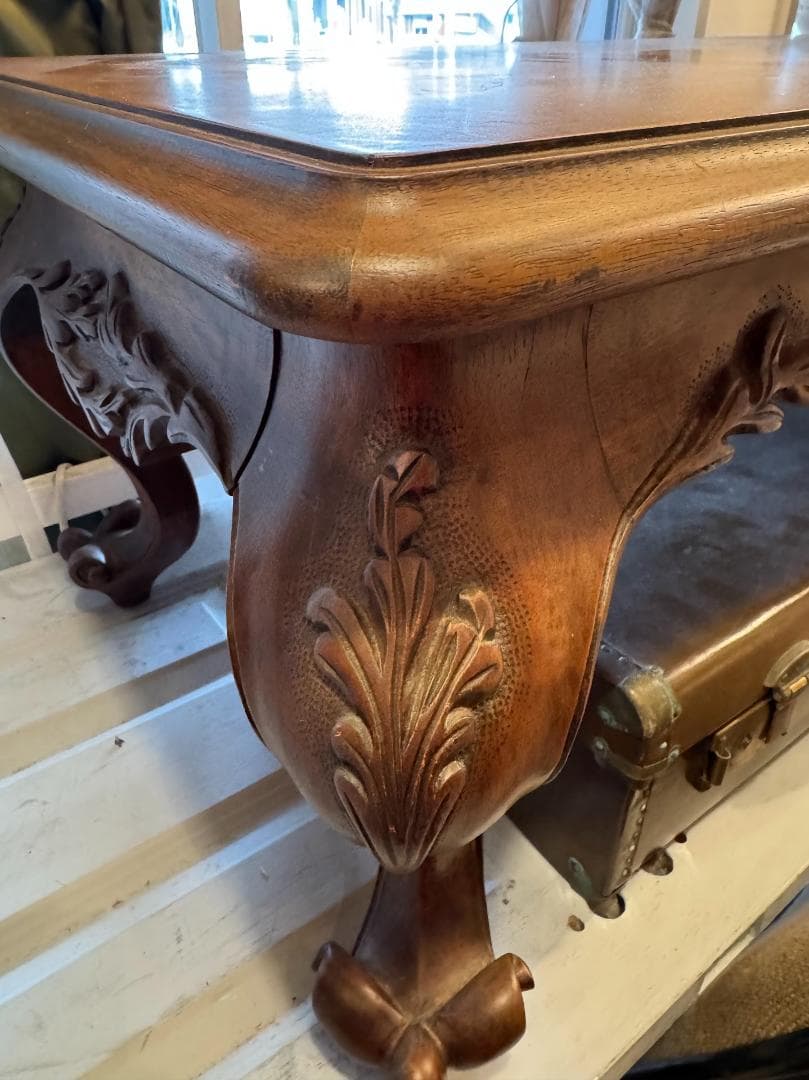 猫脚センターテーブル　英国アンティーク　両サイド引出し付 ビクトリア様式