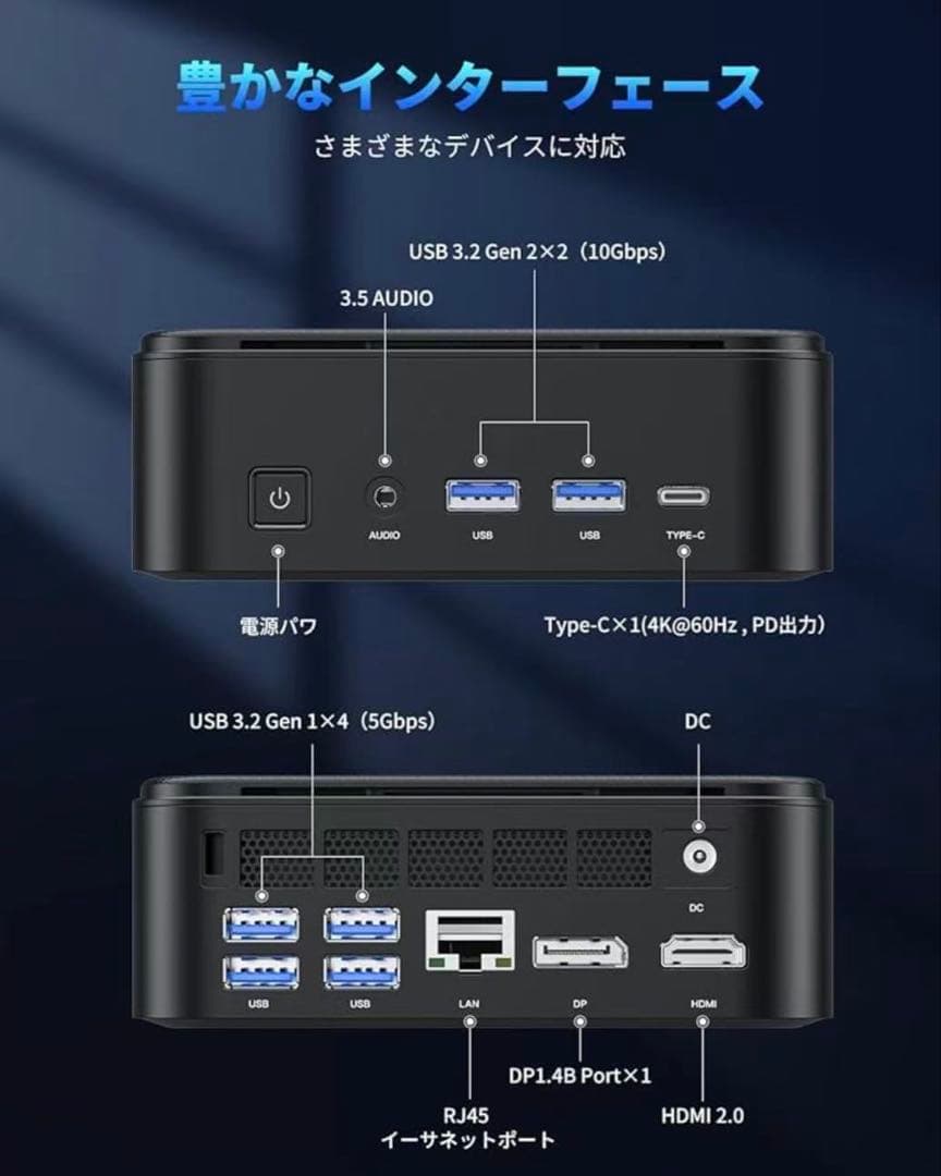 RYZEN 5 7430U ミニPC 16GB 512GB