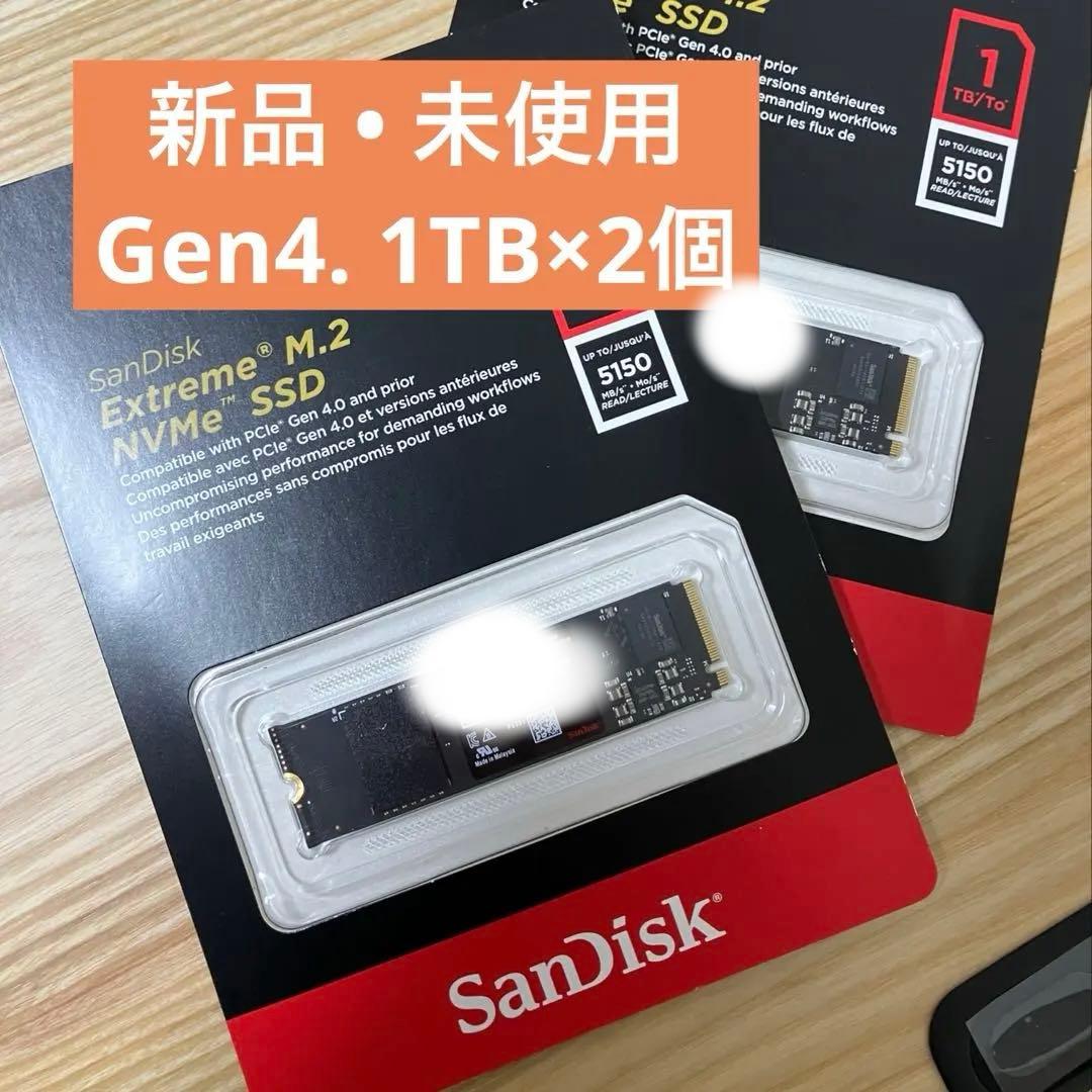 【新品•未使用】SanDisk Gen4 M.2 SSD 1TB 2個セット