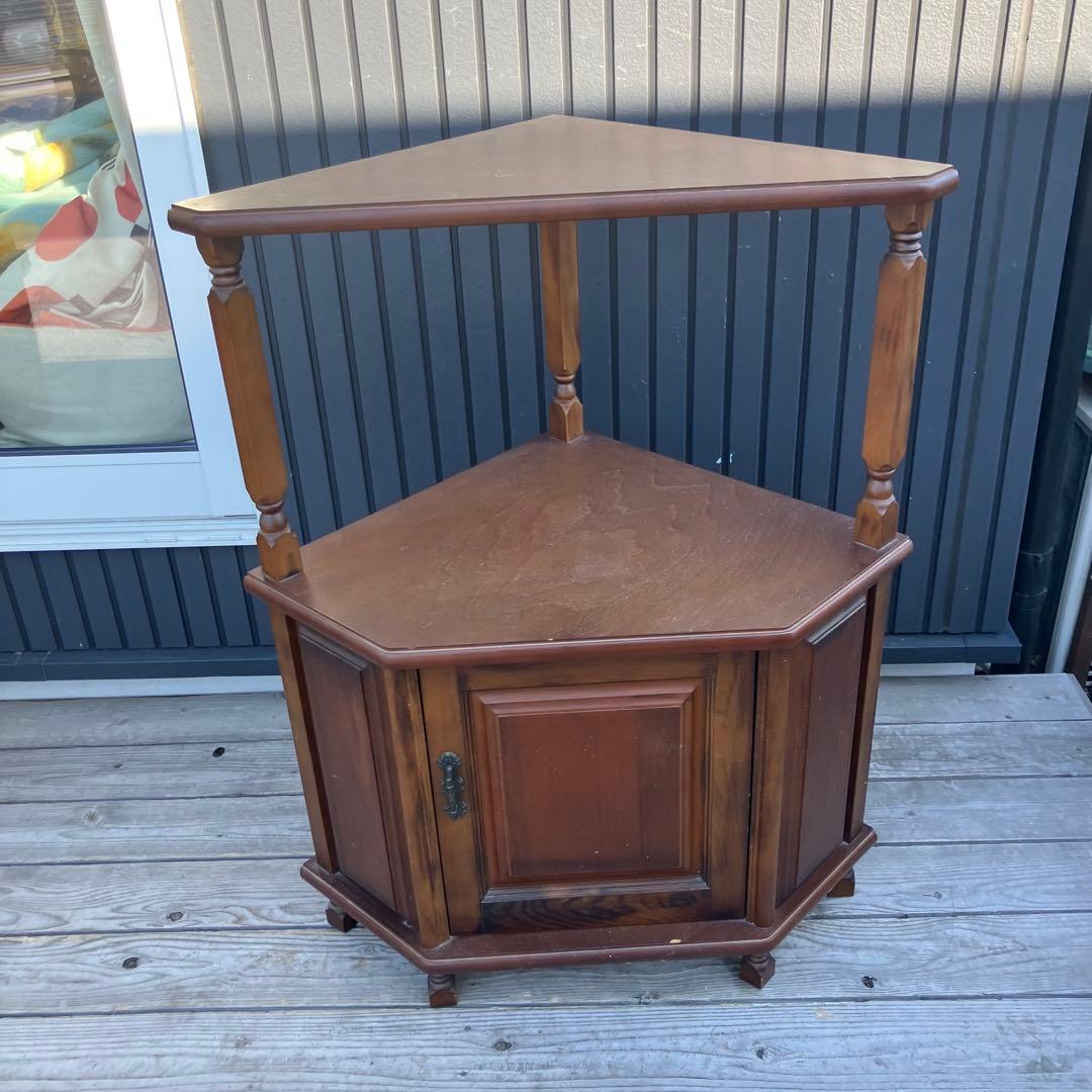 昭和レトロ 木製コールキャビネット コーナーラック 飾り棚 インテリア 古家具