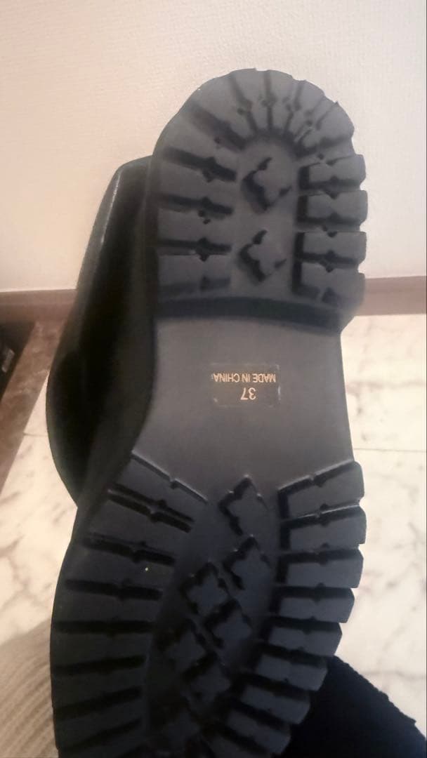 Pooled プールデ ブラックレザー ロングブーツ 37