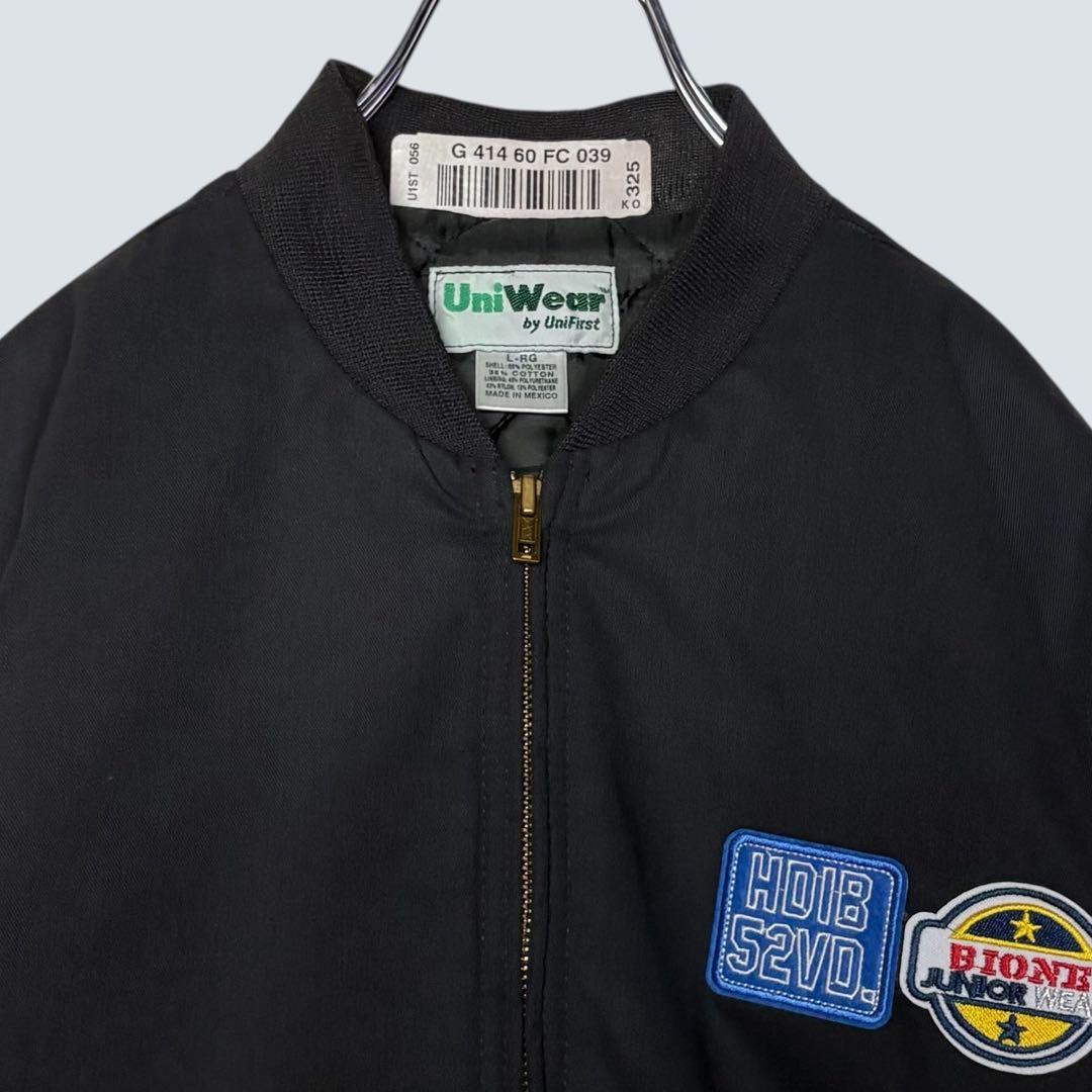 美品 USA古着 ワークジャケット ジップアップブルゾン 黒 L ジャンパー