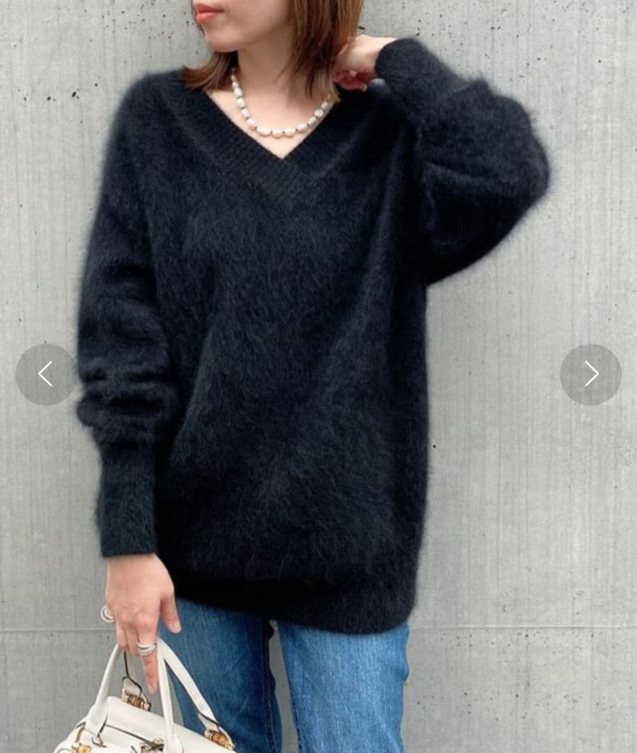 リヴドロワ ふわふわ ラクーン100% ファーニット ブラック 黒 プルオーバー