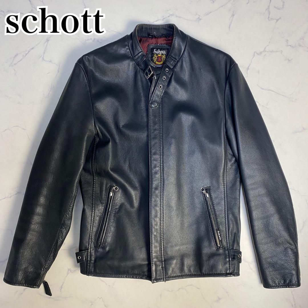 schott ショット　シングルライダース　レザージャケット　M ダークネイビー