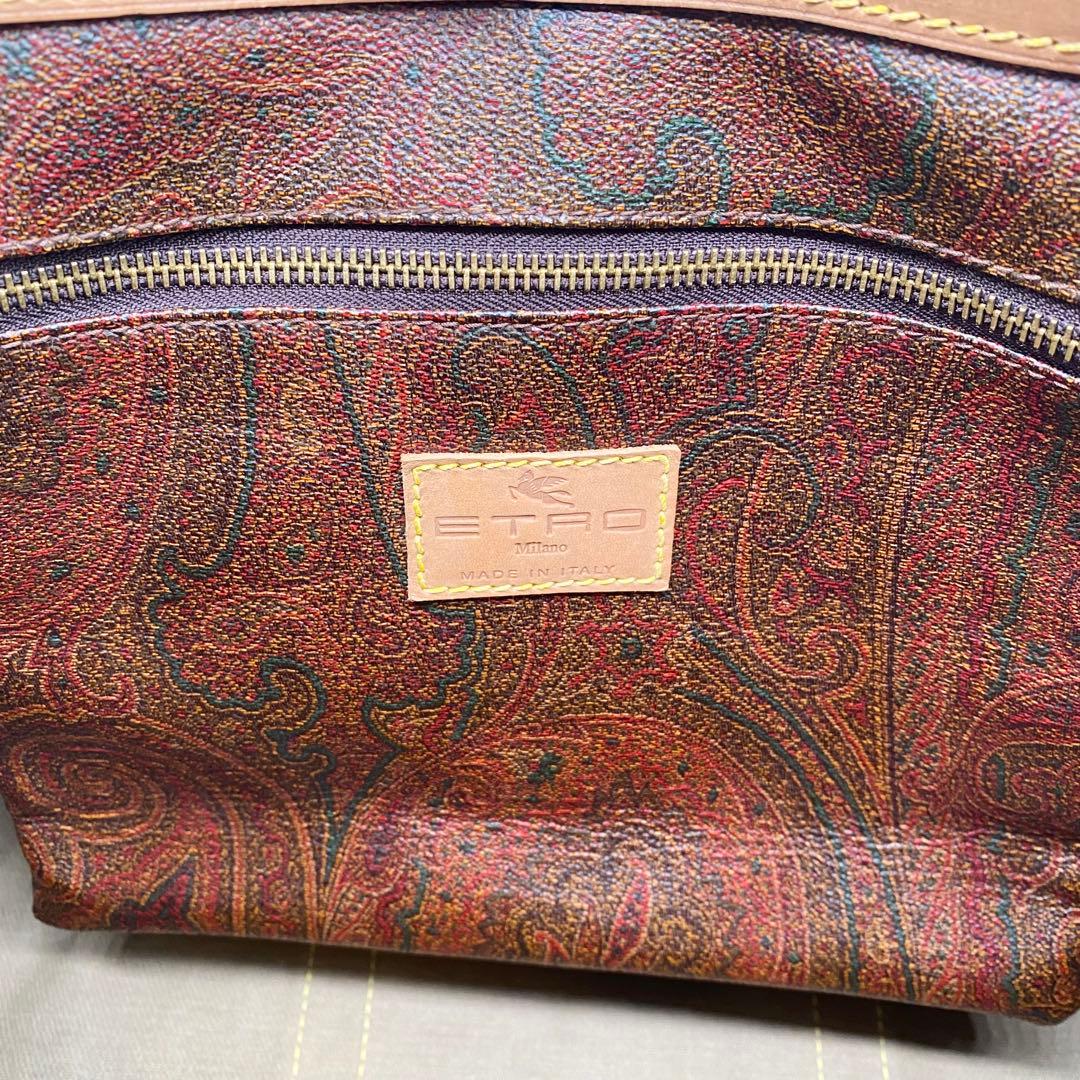【極美品】エトロ ボストンバッグ 2way ペイズリー柄 PVC レザー 大容量
