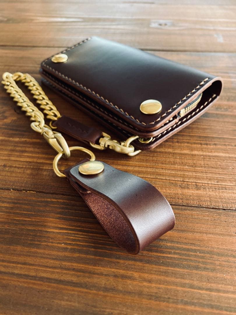 【ブルガロ】TM02-73ミドルトラッカーウォレット真鍮チェーン付き