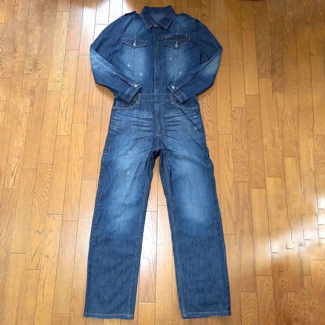 ルパート ダメージ加工デニムつなぎ オールインワン バンソン ヒゲ 色落ち