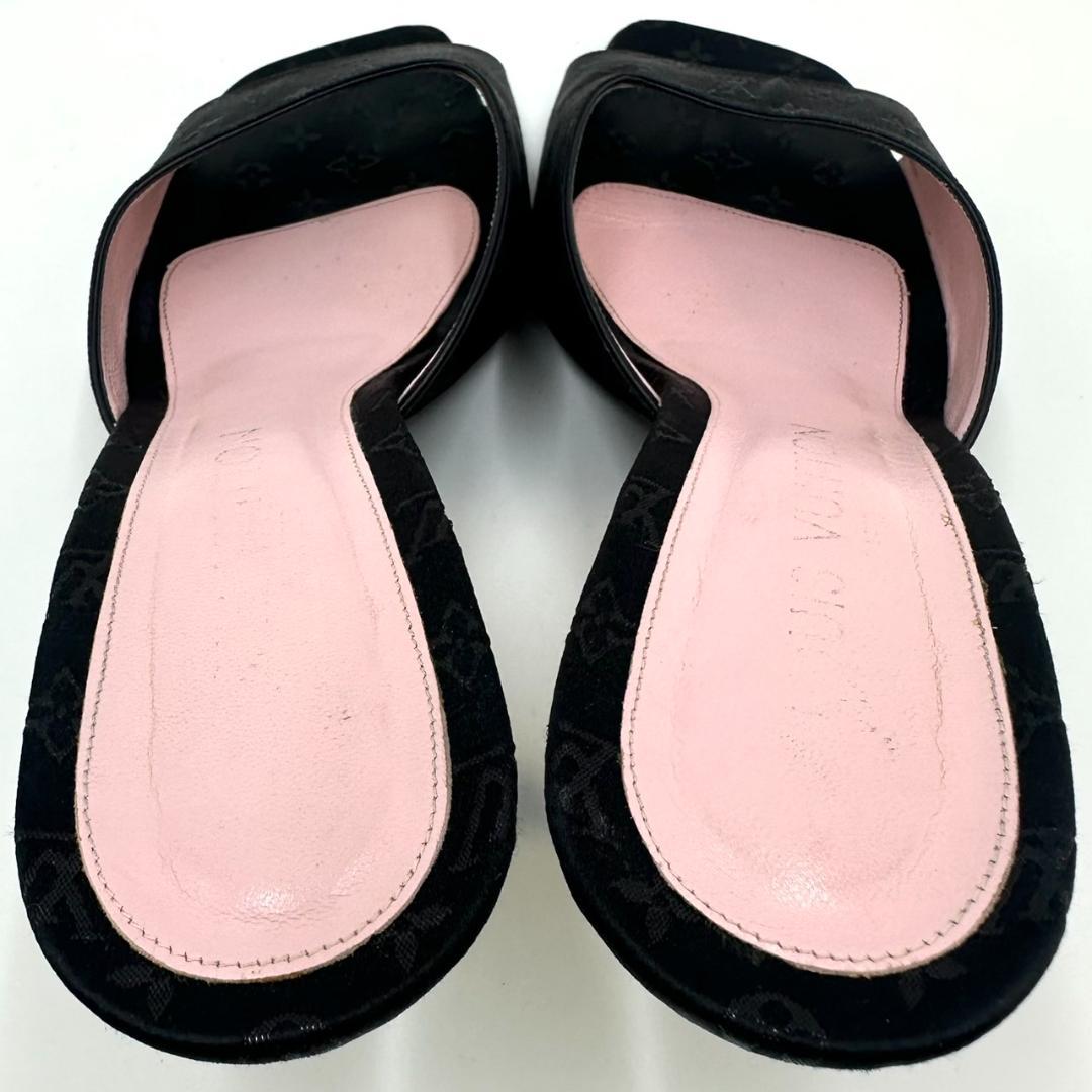 LOUIS VUITTON ミュール サンダル モノグラム LVロゴ ブラック