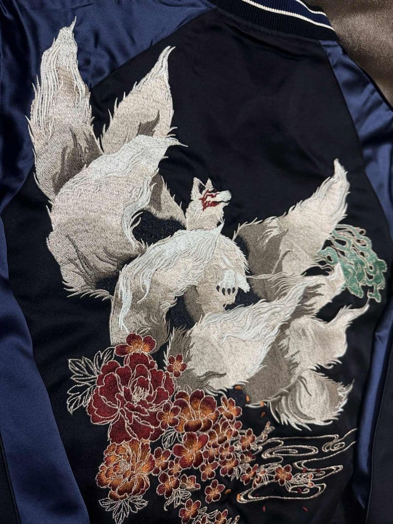 未使用 キツネ 狐 桜 SKAJAN スカジャン ネイビー vintage 美品