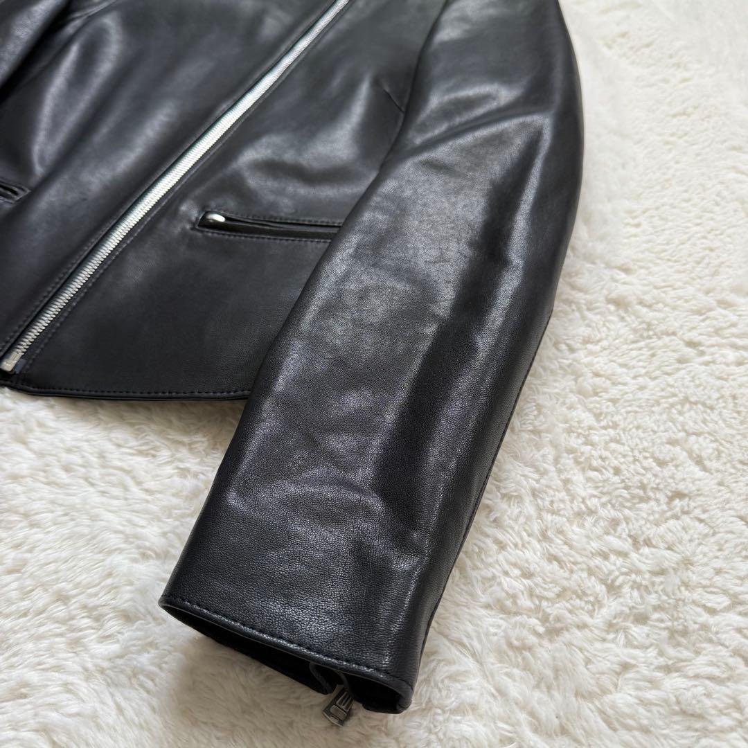 【美品】デプレ DES PRES ラムレザー ノーカラージャケット ブラック M