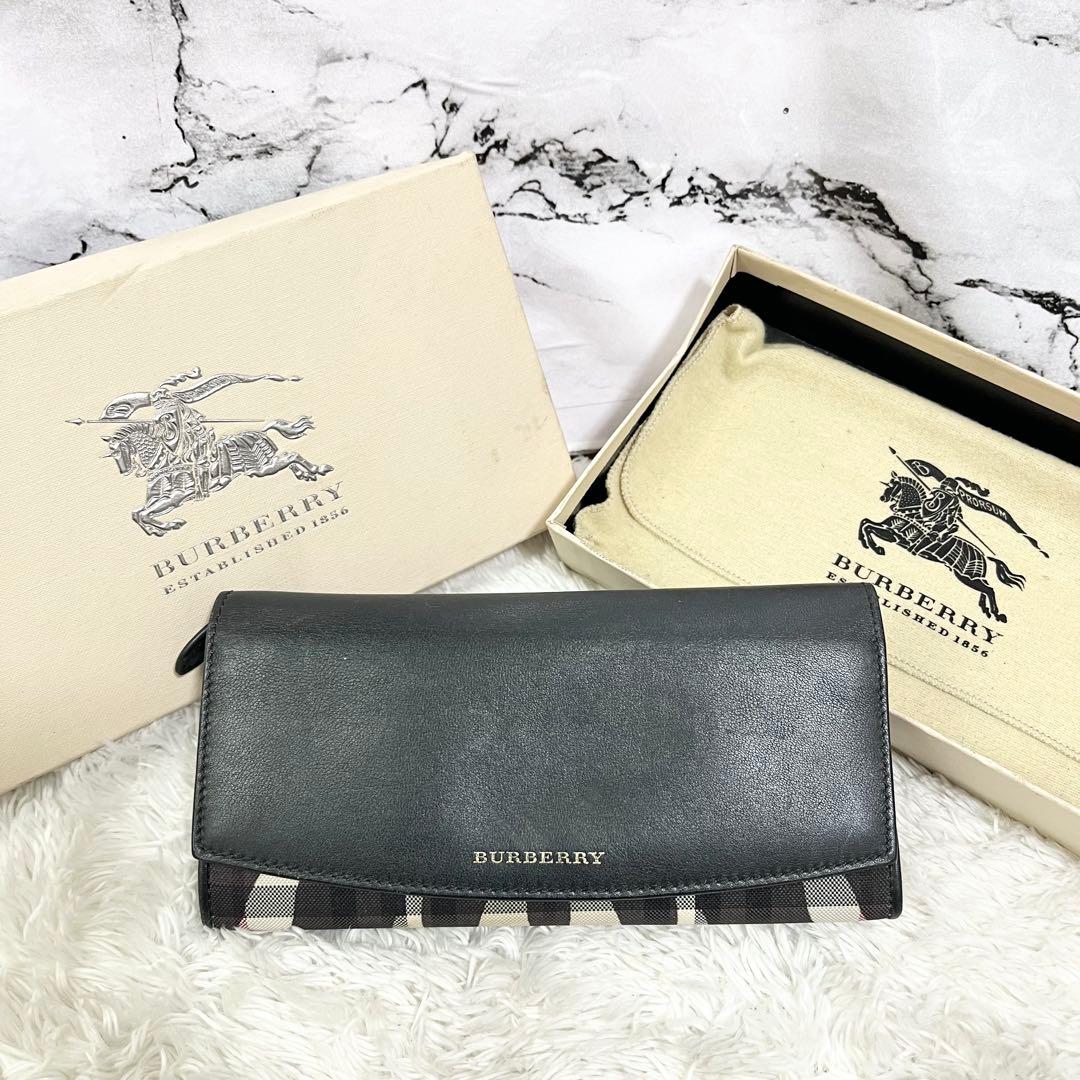 Burberry バーバリー レザー 長財布 ノバチェック ゼブラ柄