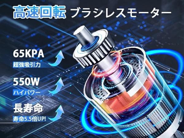 特価コードレス掃除機 強力65kPaグリーンLED 自立式 サイクロン式550W