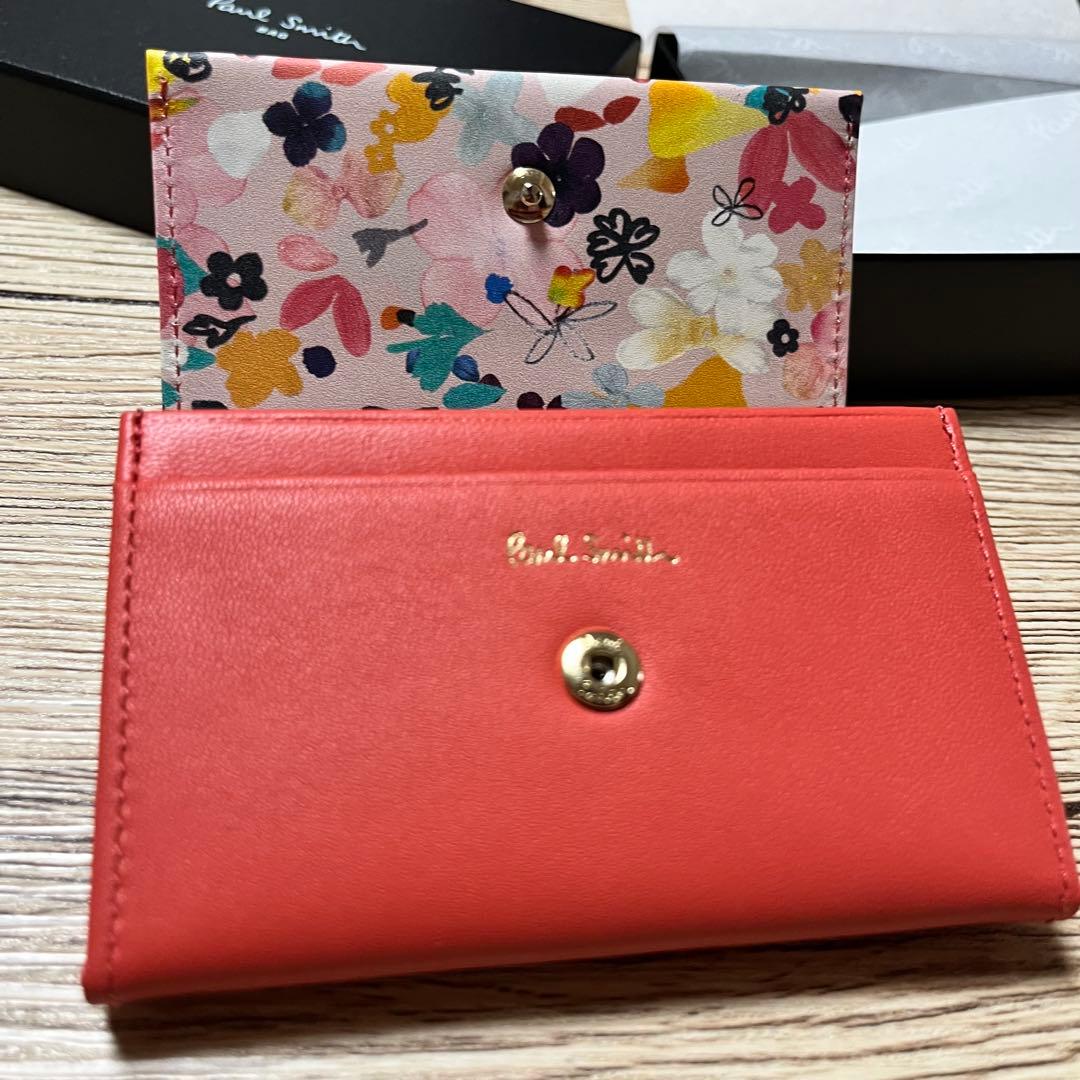 ポールスミス Paul Smith 名刺入れ レッド 箱付き　花柄
