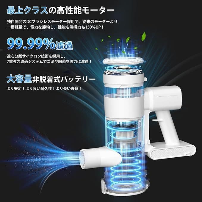 掃除機 コードレス68000Pa ブラシレスモーター コードレスサイクロン