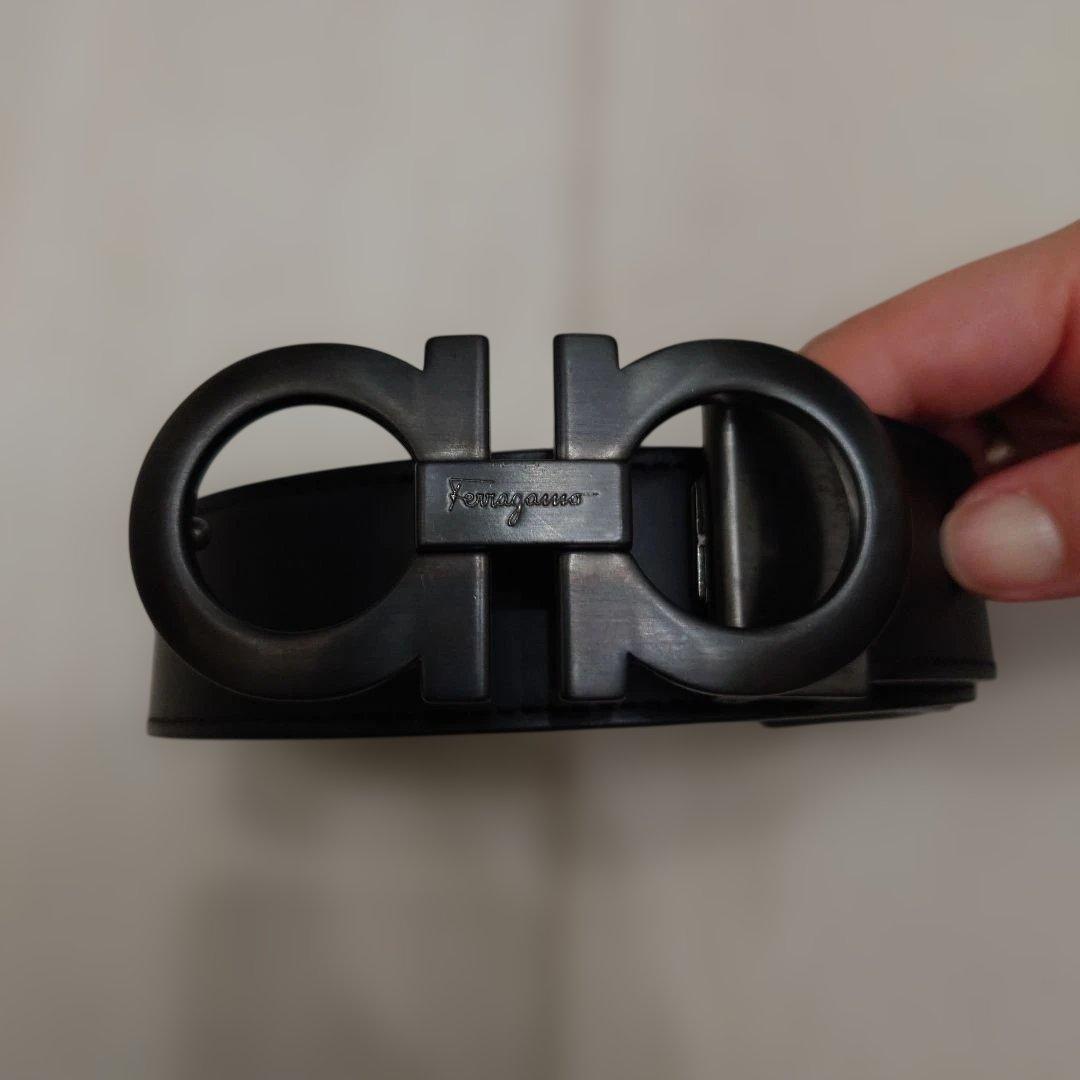 Ferragamo フェラガモ ガンチーニ　マッドグレーバックル　黒レザーベルト