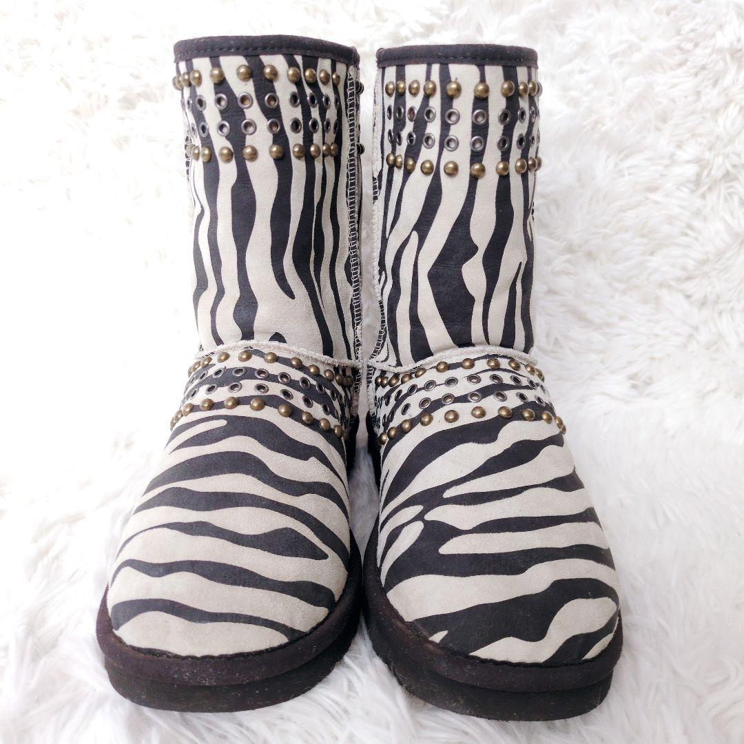 希少✨UGG & JIMMY CHOO ゼブラ柄 ムートンブーツ スタッズ