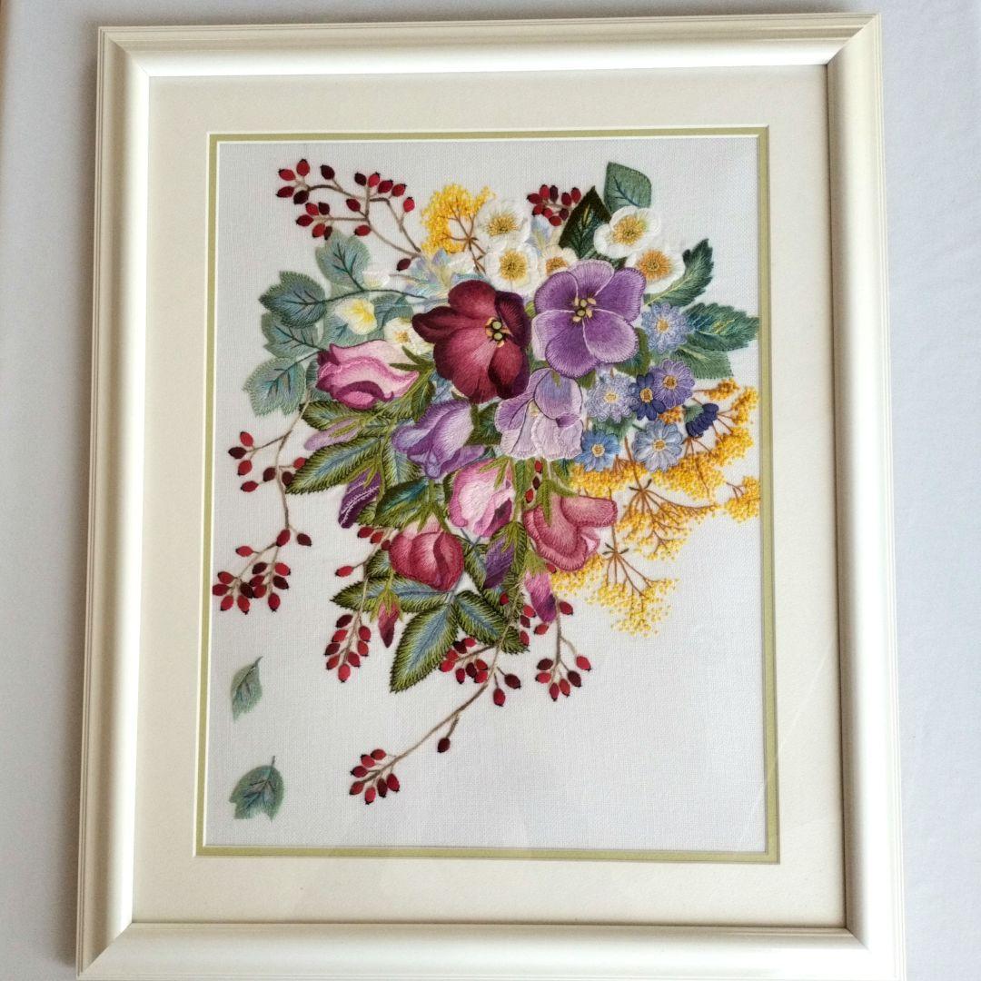 戸塚刺繍 花束 アート作品 フレーム付き