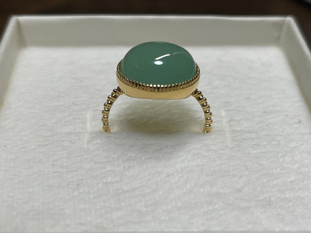 指輪　K18YG　11号　グリーンカルセドニー 12×10cm　1回半日使用