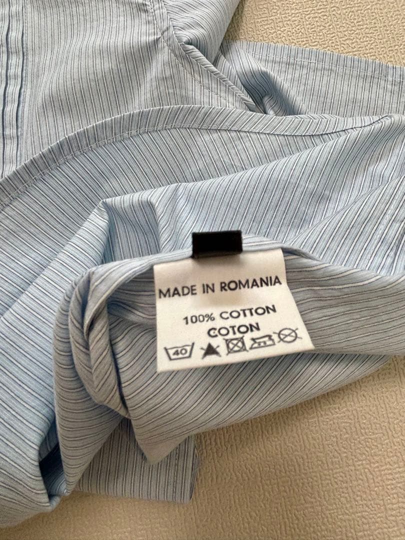 ストライプ 長袖シャツ フロントタック入り