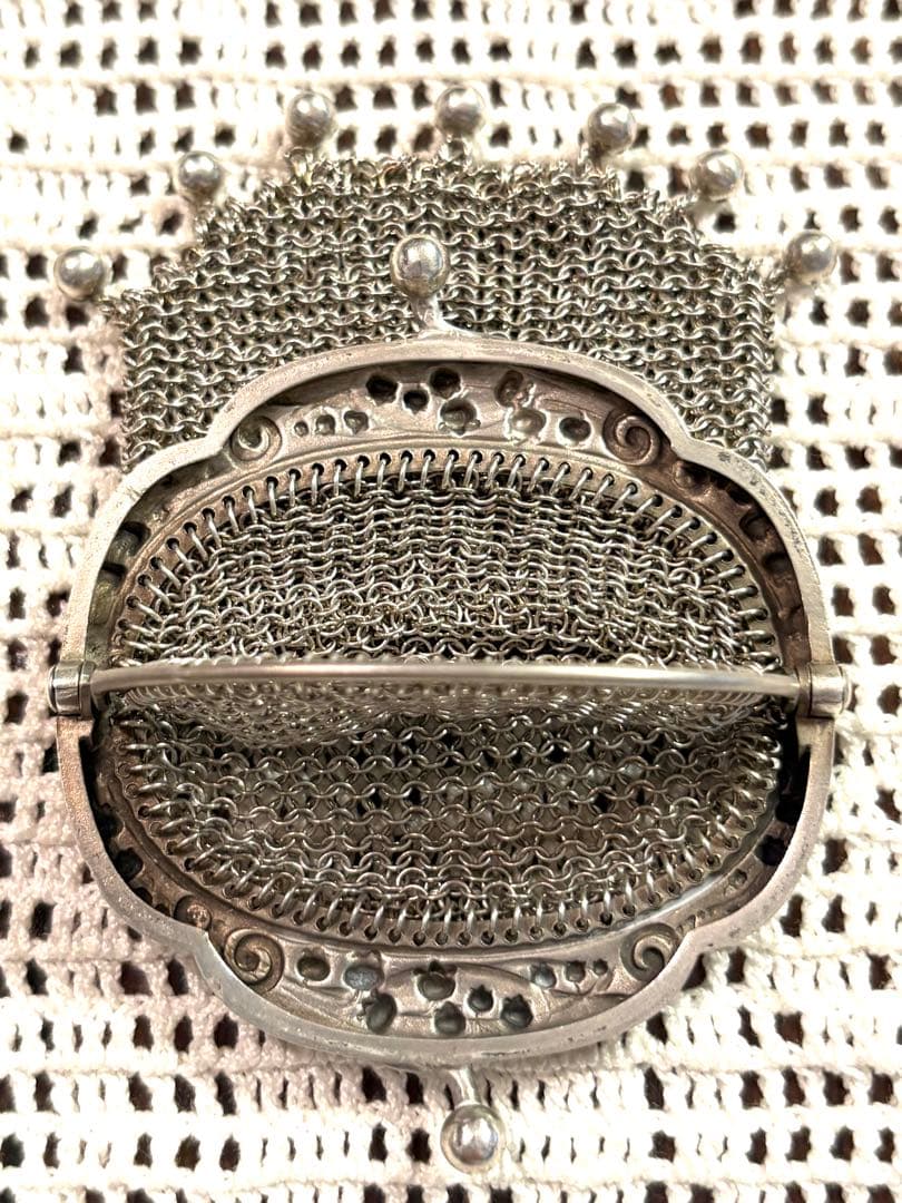 希少極美品　フランスアンティーク　鈴蘭　ミュゲ　パース　純銀　シャトレーン