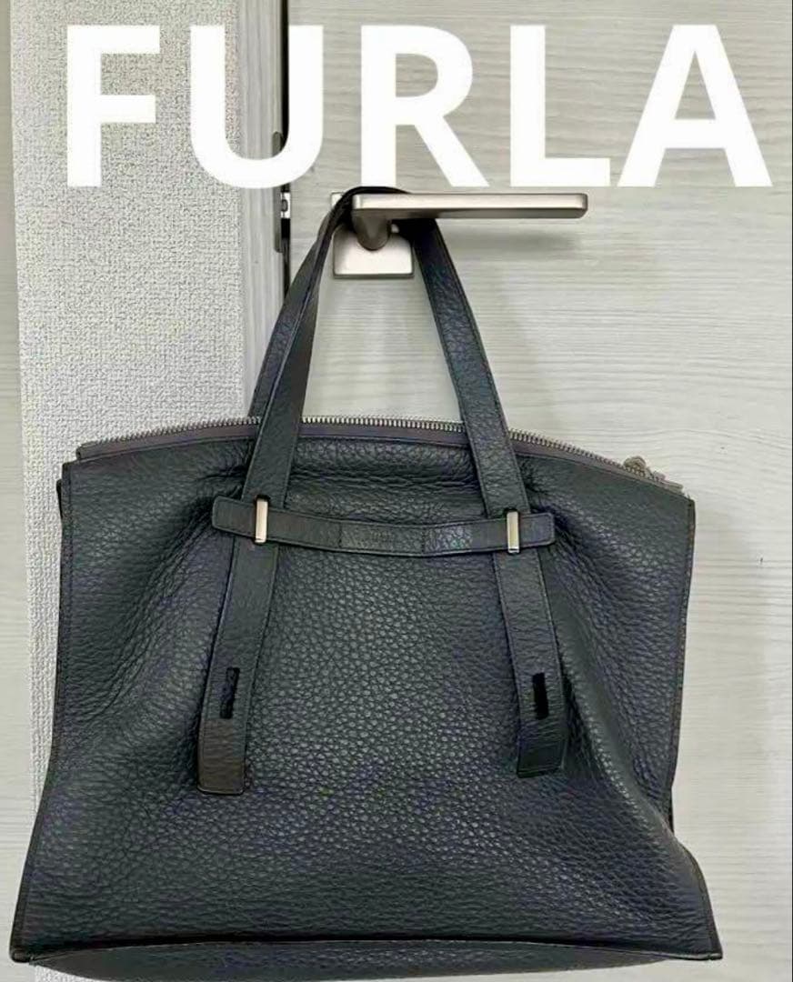 フルラFURLA☆トートバッグ GIOVE☆ダークグレー☆中古