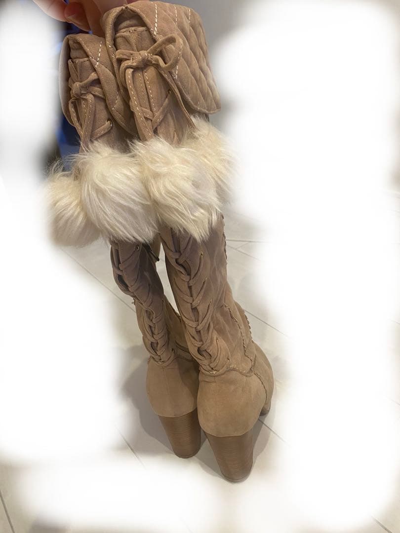 LIZLISA スエード キルティング ロングブーツ L