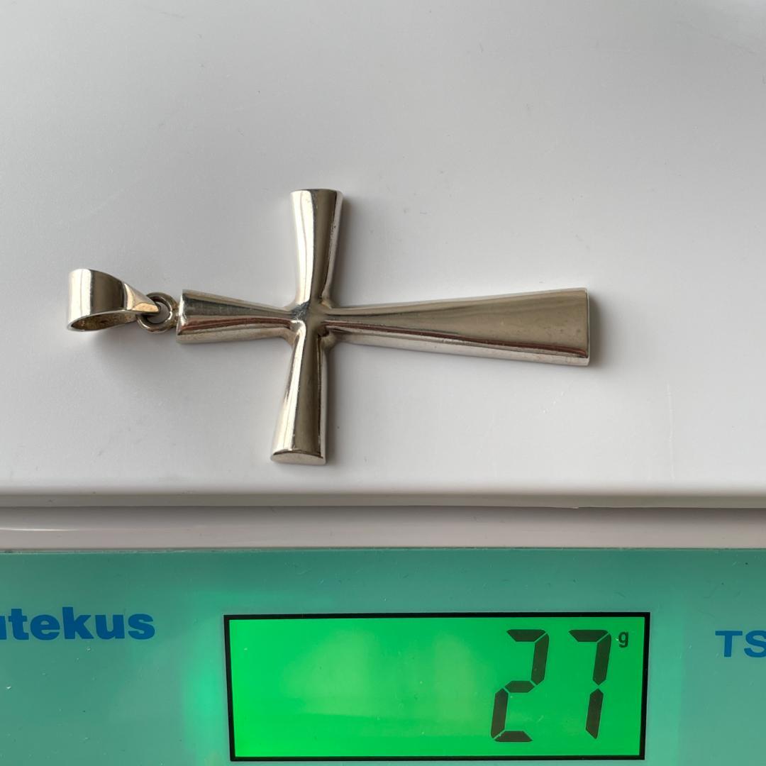 ビンテージ シルバー925 クロスネックレス メキシコ刻印 ペンダント重厚 希少