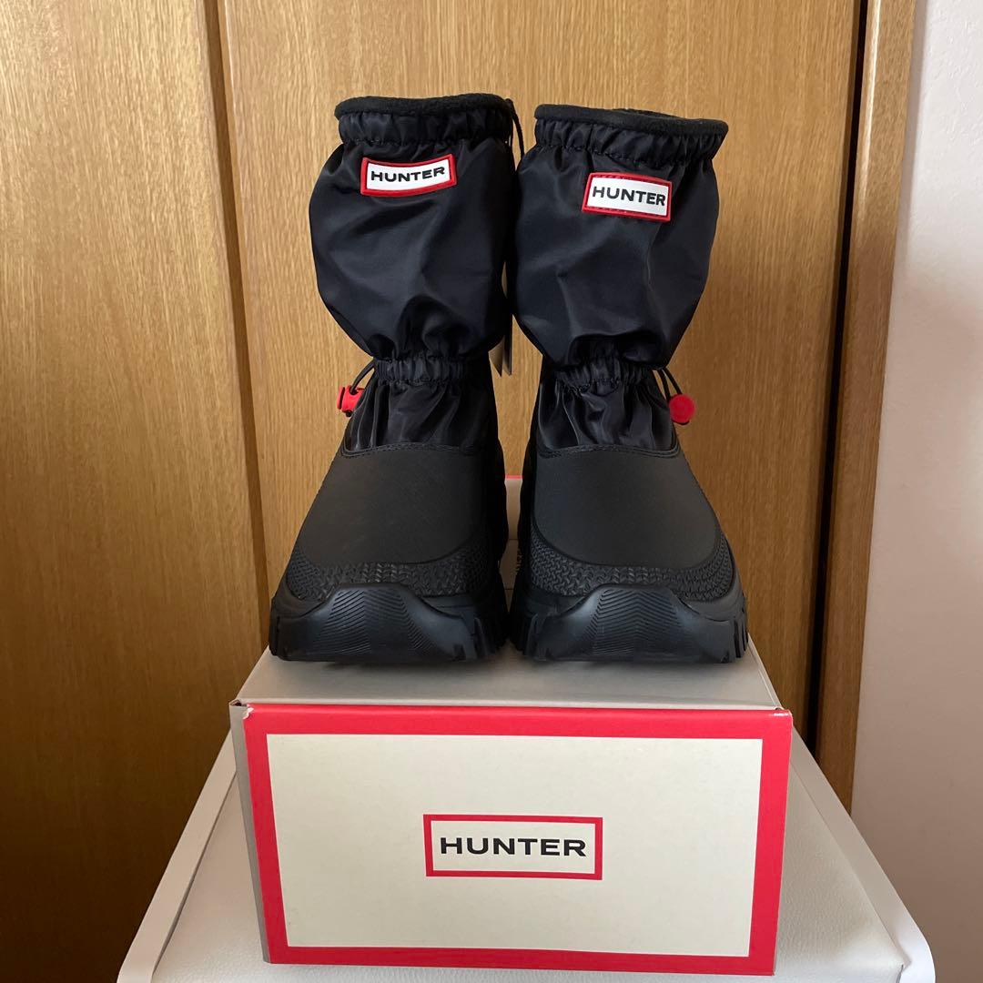 *HUNTER ハンター ショート丈スノーブーツ ブラック 22.5cm