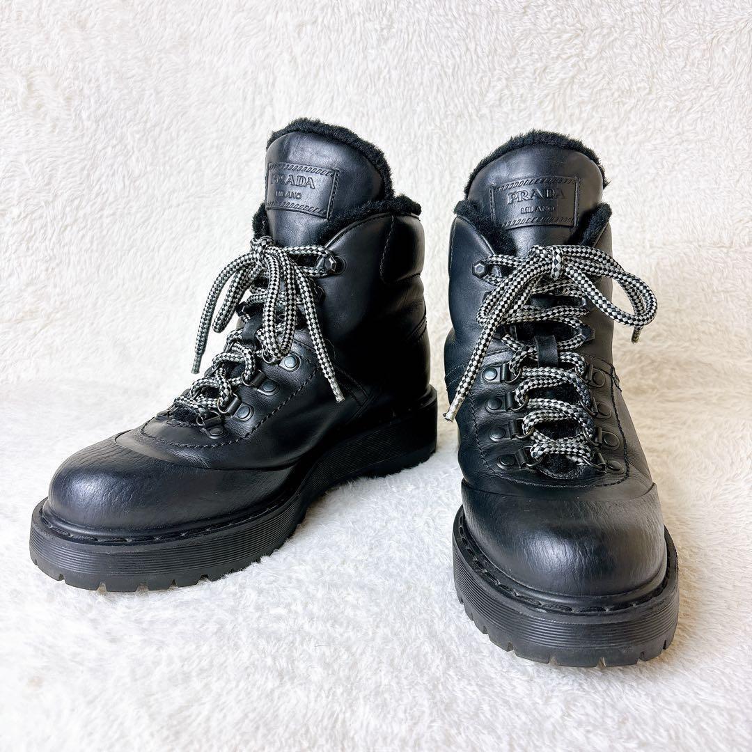 PRADA プラダ 厚底 トレッキングブーツ ボア 38 プラダスポーツ
