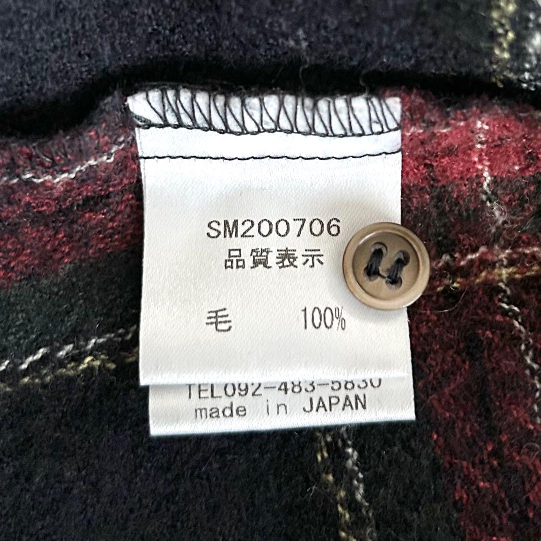 暖か イチ ichi チェックギャザーシャツワンピース ウール 黒 ブラック 毛