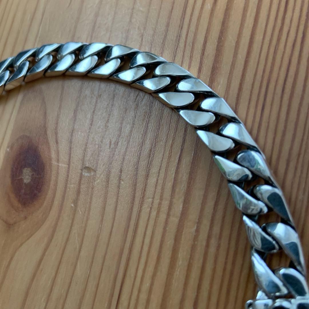 喜平チェーン ブレスレット シルバー925鑑定済 8mm×18cm キューバン