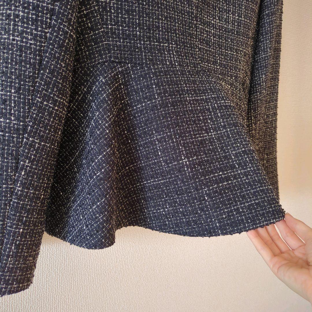 PLST プラステ ネイビー ツイード ジャケット ペプラム