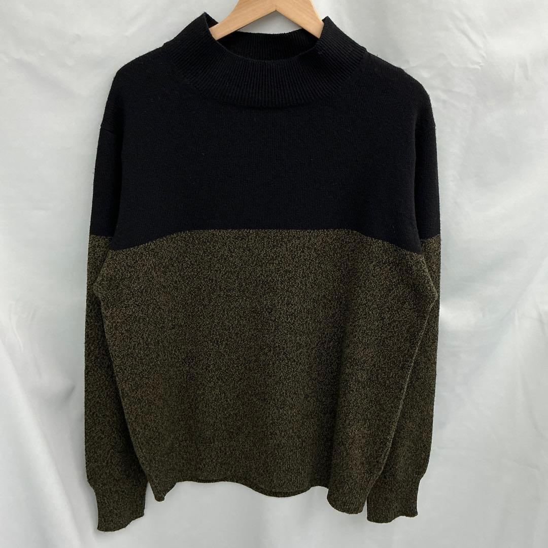 MARGARET HOWELL モックネック スイッチングウールニット