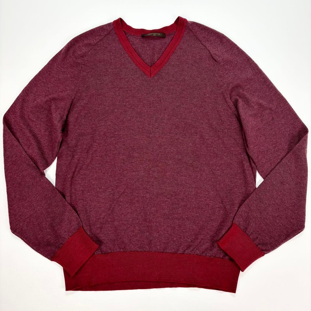 美品✨LOUIS VUITTON ニット カシミヤ混 刺繍ロゴ ボルドー
