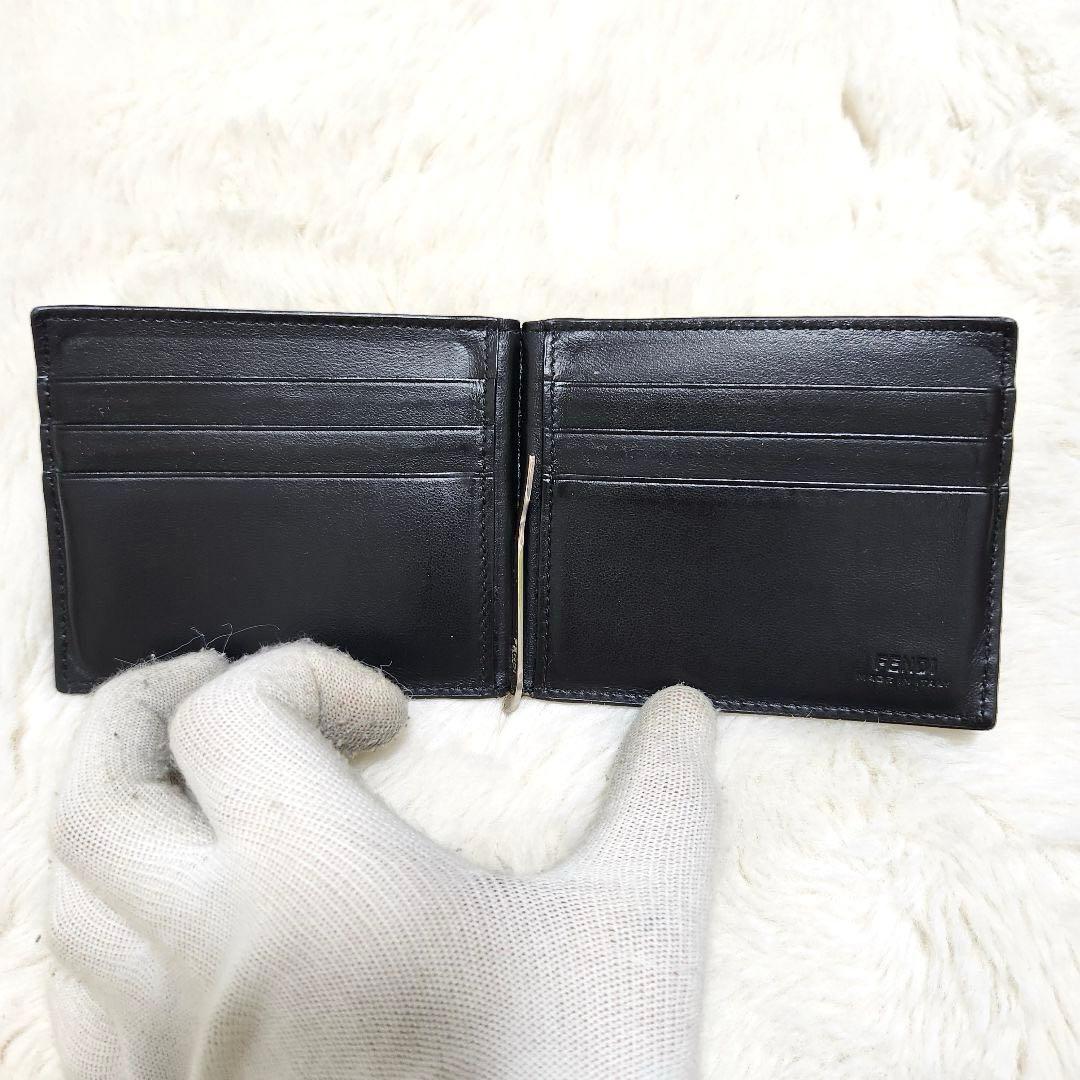 ✨極美品✨フェンディ　マネークリップ　マルチカラー　二つ折り　ズッカ柄　レザー