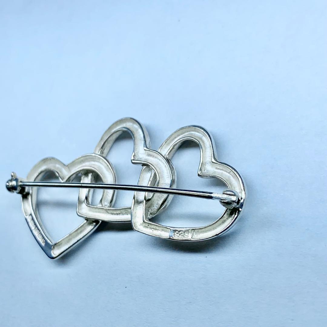 美品 ティファニー トリプルハート ブローチ ピンバッジ シルバー 925