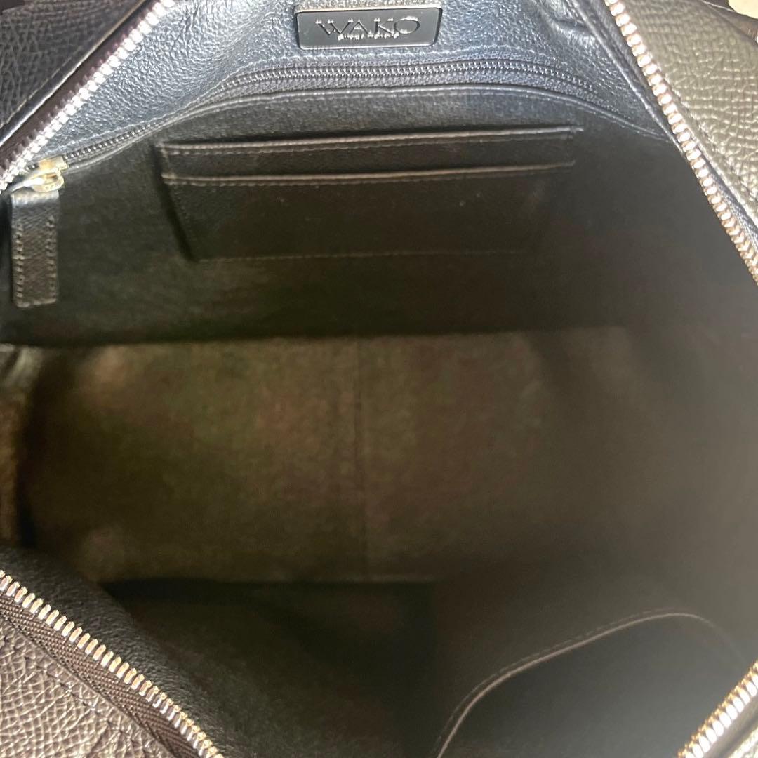 専用品WAKO 銀座和光 サフィアーノ ブラック シルバー金具ハンドバッグ