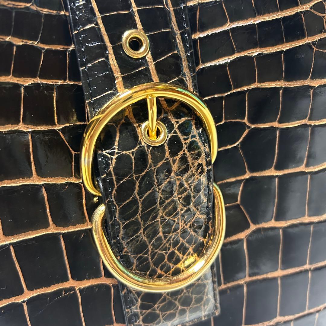 【美品】JRAタグ付 GRES リアル クロコダイル ハンドバッグ