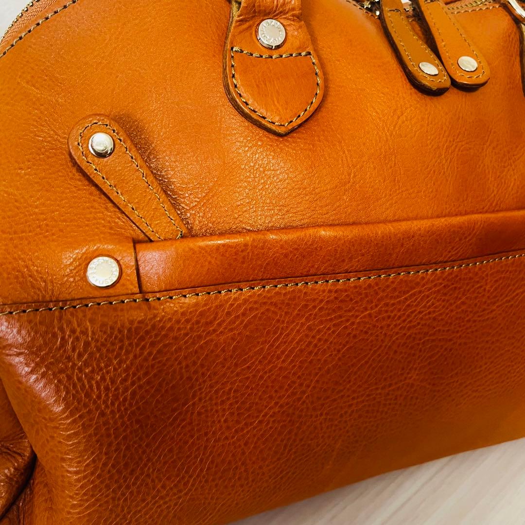 新品　russet 2way レザー ボストンバッグ　インナーバッグ付　オレンジ