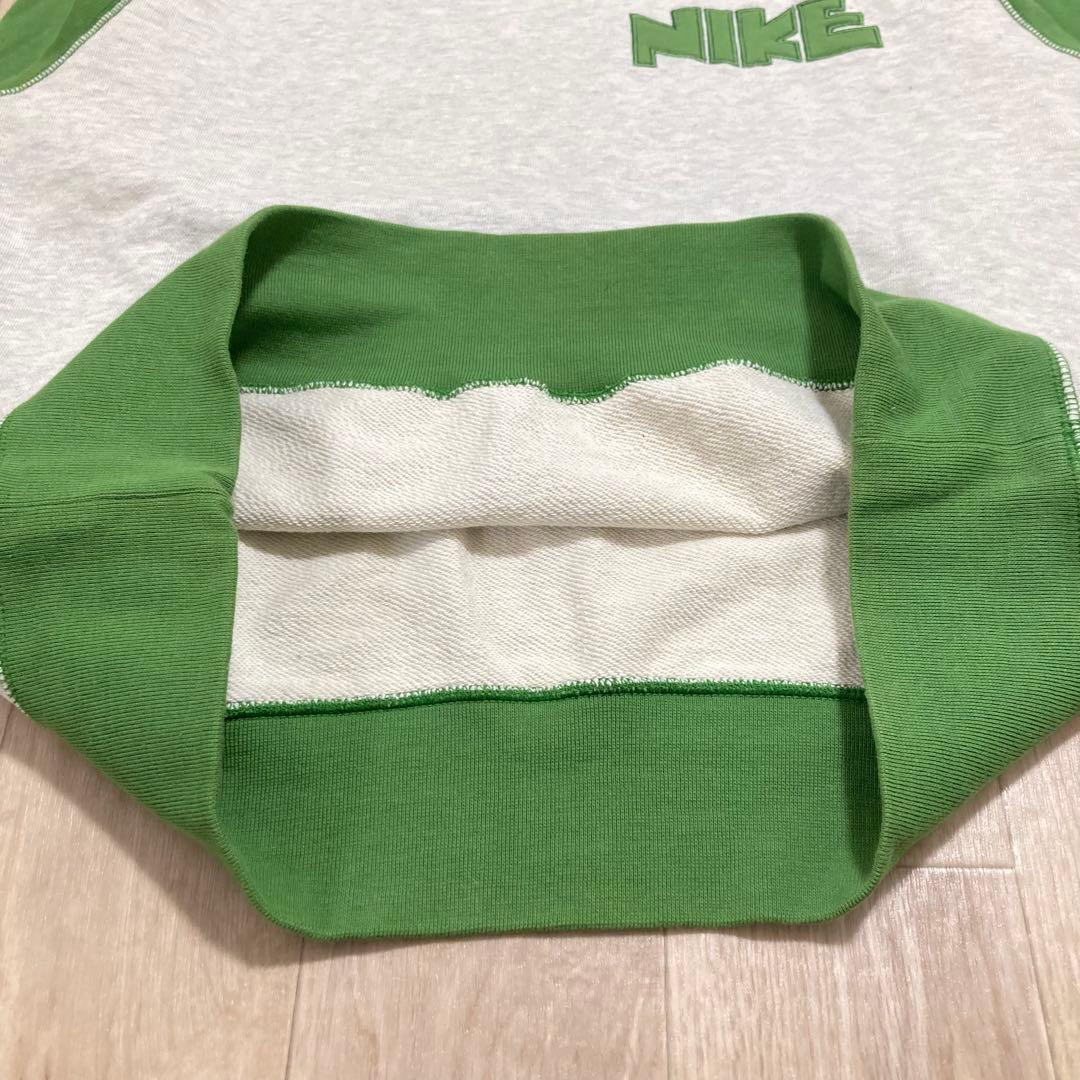 00s NIKE ゴツナイキロゴ刺繍ラグランスウェット 表記L 銀タグ　カマボコ