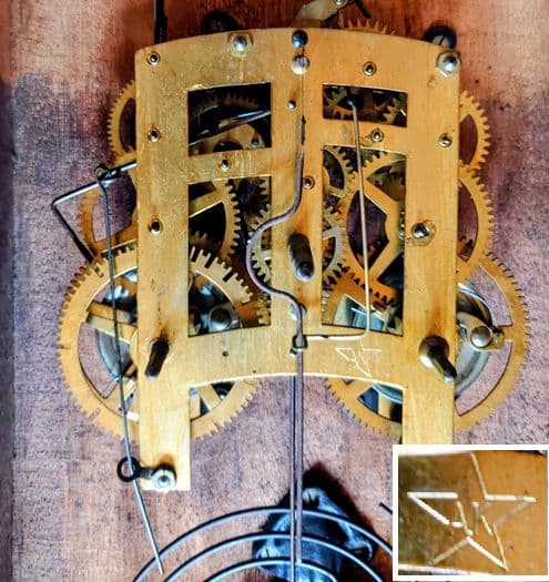 〈完動・美品〉栄計舎　 OCCUPIED JAPAN　箱型ゼンマイ振り子時計