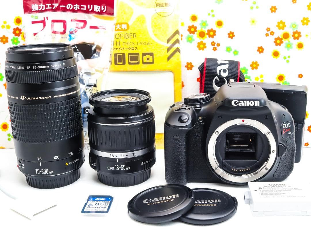 Canon kiss x5☆ダブルレンズ！☆スマホに転送！☆自撮りが楽々☆動画可