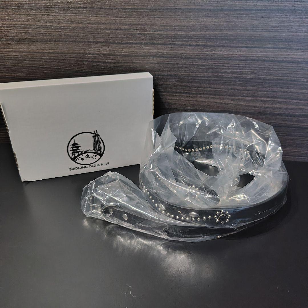 フラワー銀■本革レザーフルスタッズナローベルト☆アメカジ古着ヴィンテージキムタク