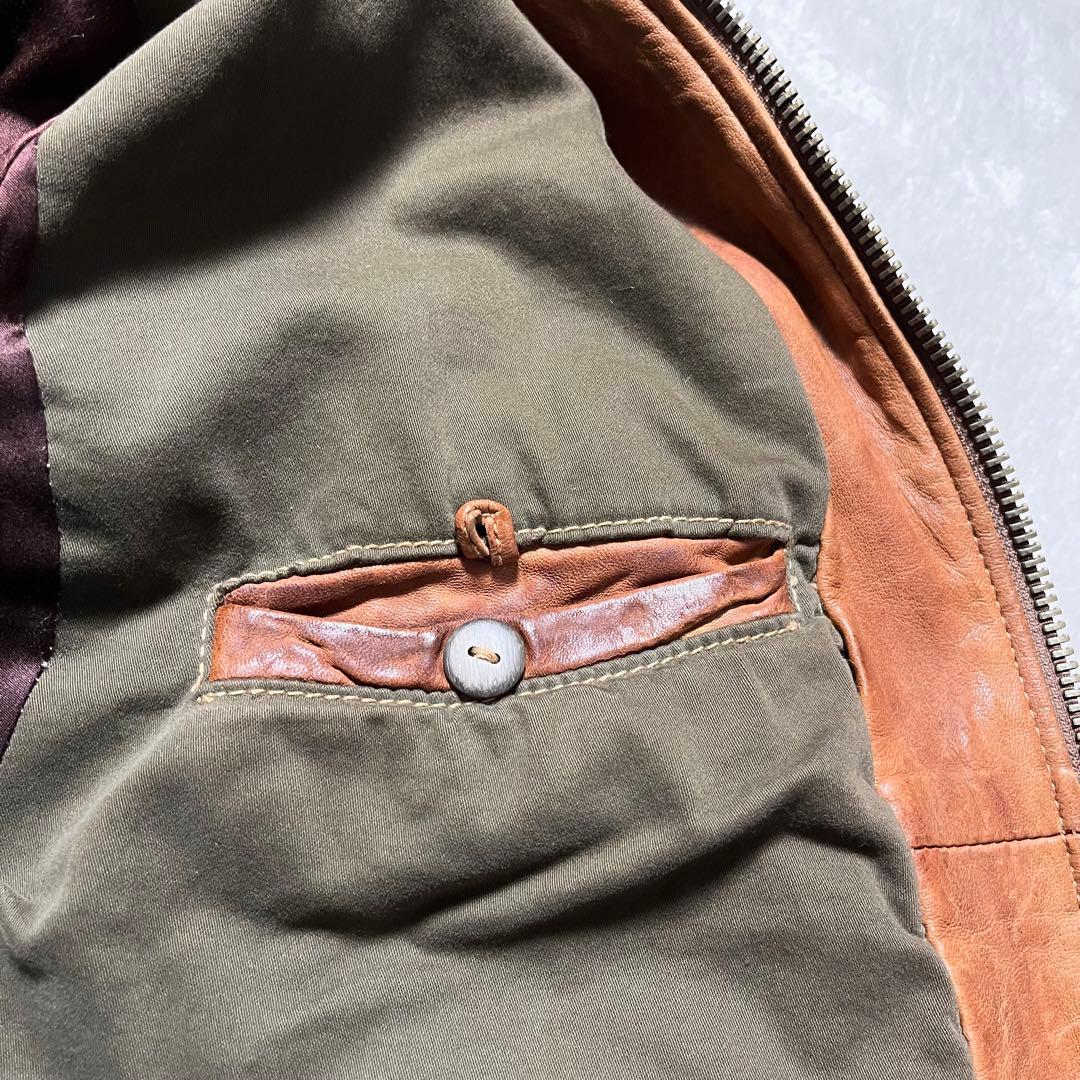 【希少】GIORGIO BRATO☆ライダース☆ファー付き☆羊革☆ブラウン☆48