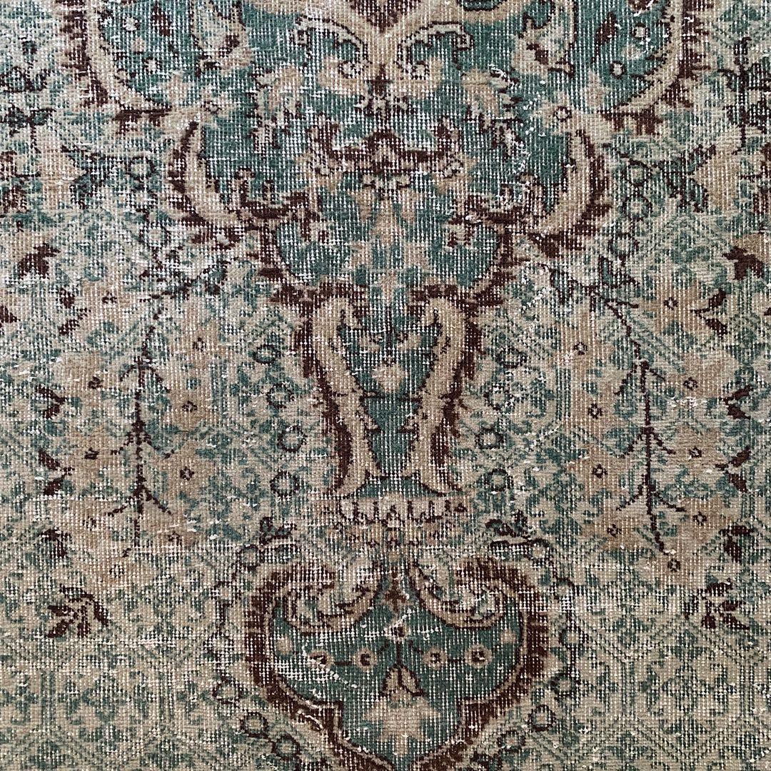 超大判　269×150宝石メダリオン　ピーコックグリーン　トルコヴィンテージラグ