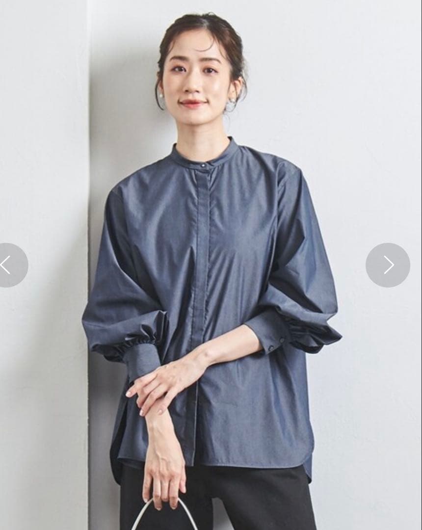 【美品】ユナイテッドアローズ　レースカラー2WAYブラウス　コバルト