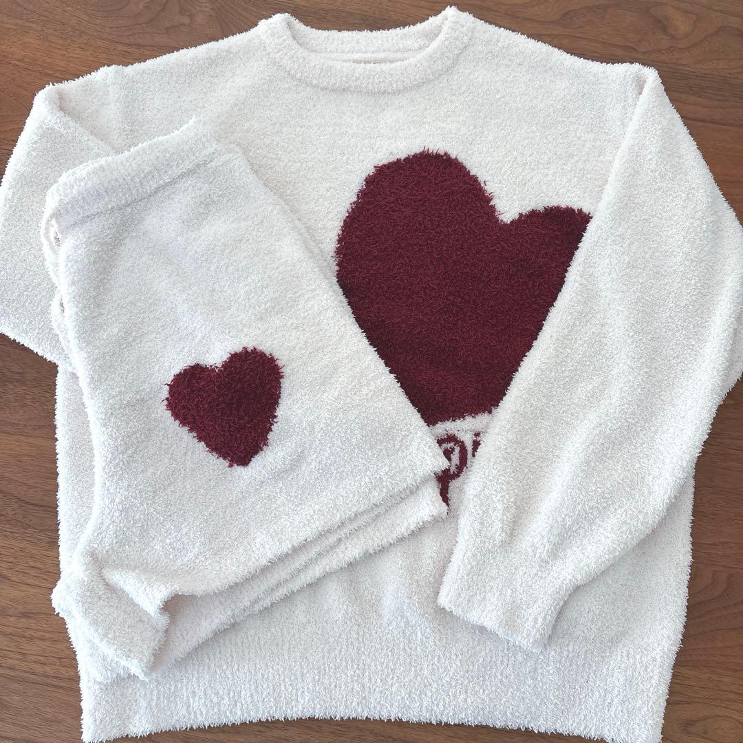 ジェラートピケ　ハートジャガードプルオーバー＆ショートパンツセット