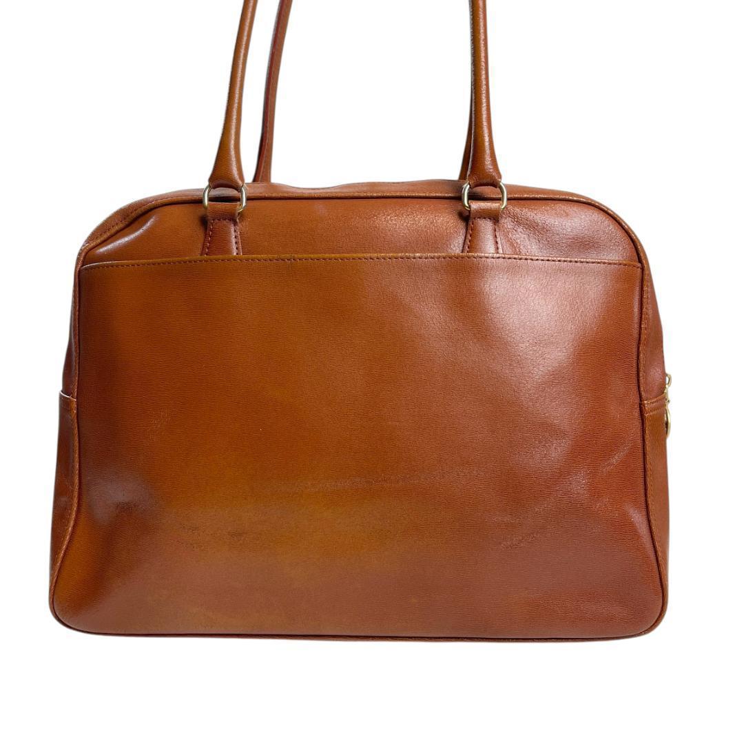 良品 LONGCHAMP 2865 ボストンバッグ バンブー オールレザー