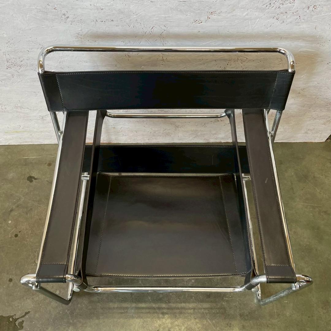 ワシリーチェア イタリア製 ブラックレザー 本革 刻印なし Y1808