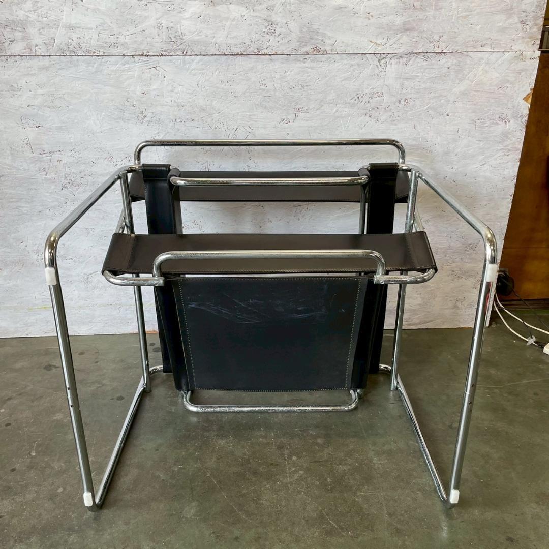 ワシリーチェア イタリア製 ブラックレザー 本革 刻印なし Y1808